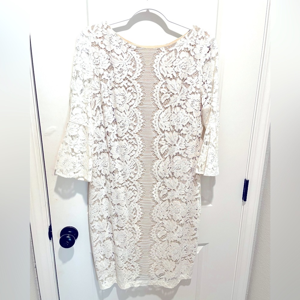Danny&Nicole Cream Lace stretch Dress Sz.14